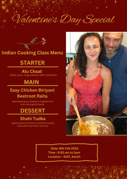 Valentines's day special Indian cooking class flyer